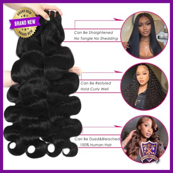 16A Brazilian Virgin Body Wave Human Hair Extensions, 4 Bundles, 18-24 Inches